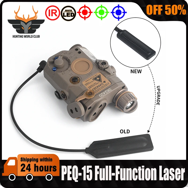 

Tactical PEQ-15 IR Red Green Blue Dot Aiming Laser White LED Spotlight Hunting Weapon Scout Accessories Fit 20mm Picatinny Rail