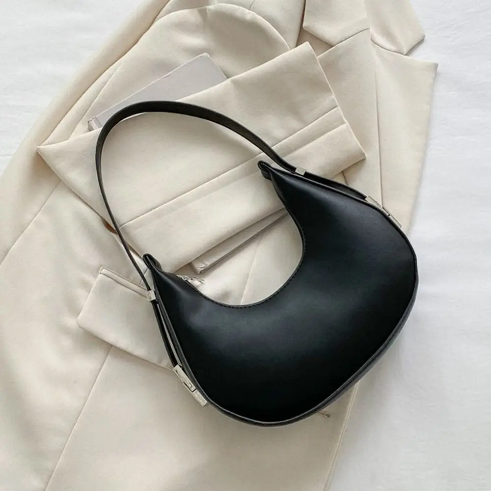 Women Female PU Leather Half Moon Tote Bags Clutch Handbags Hobos Bags Underarm Bag