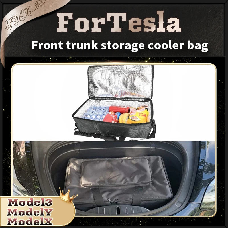 

Front Trunk Cooler Organizer for Tesla Y Type 3 Type X Insulated Cooling Bag Upgrade Front Trunk Storage Bag for Tesla