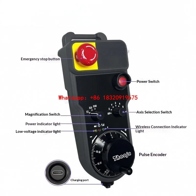 HBL Series 4/5/6-Axis Multifunctional Enhanced Wireless Handwheel (with Emergency Stop and Start functions)Support SIEMENS FANUC