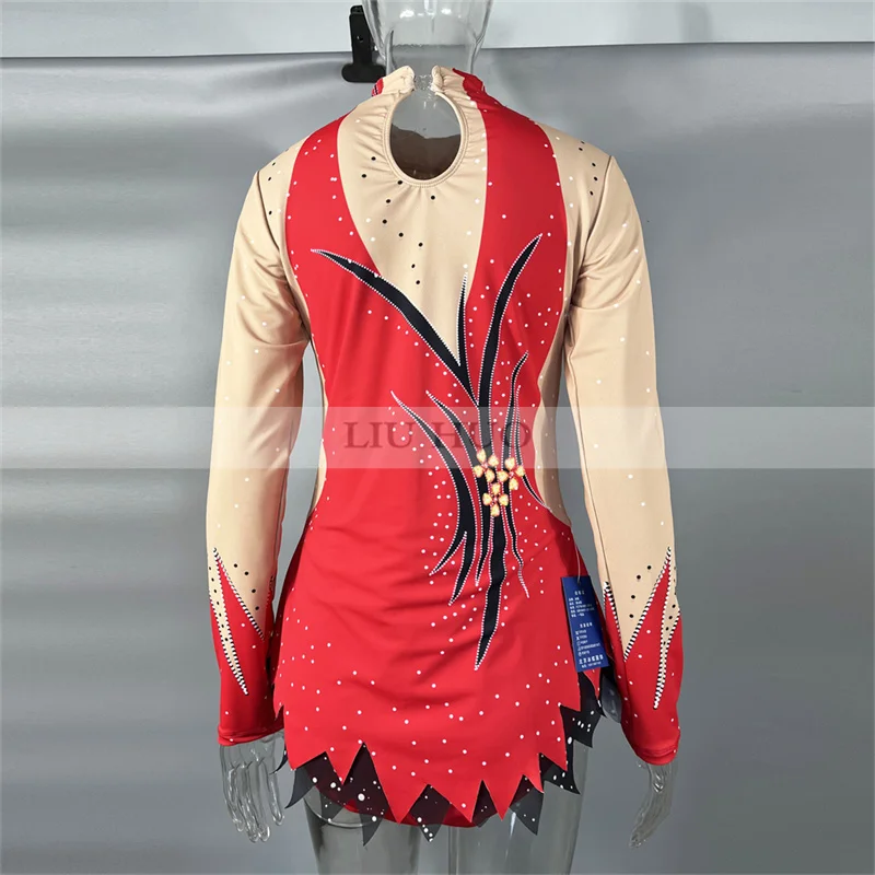 LIUHUO Frauen Mädchen Teenager Anpassen Ballett Kostüm Rot Leistung Wettbewerb Trikot Eis Eiskunstlauf Kleid Tanz Kind Roller
