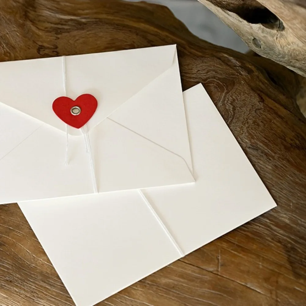 20Pcs Vintage Valentine Window Envelopes Gift Envelope Love Kraft Paper Envelopes with Button String Tie Handmade
