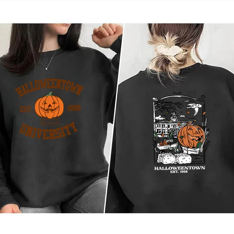 DY20Vintage Halloweentown 1998 Sweatshirt 2 Side Print Halloweentown University Hoodie Pumpkin Fall Pullover Halloween Party Top