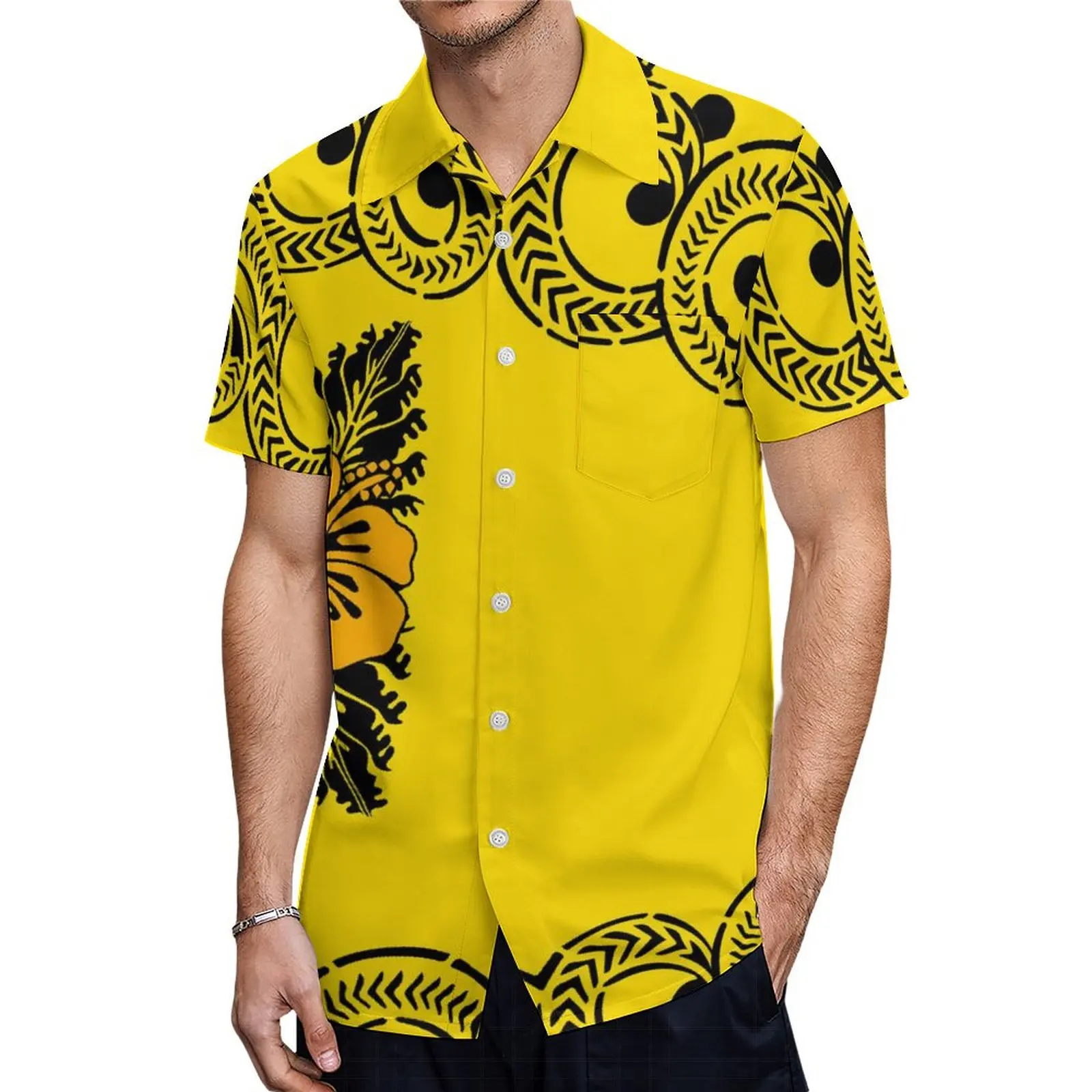 Polynesische Stam Custom Eiland-Stijl Mumu Jurk Losse Jurk Micronesische Feestjurk Bijpassende Heren Shirt Paar Pak