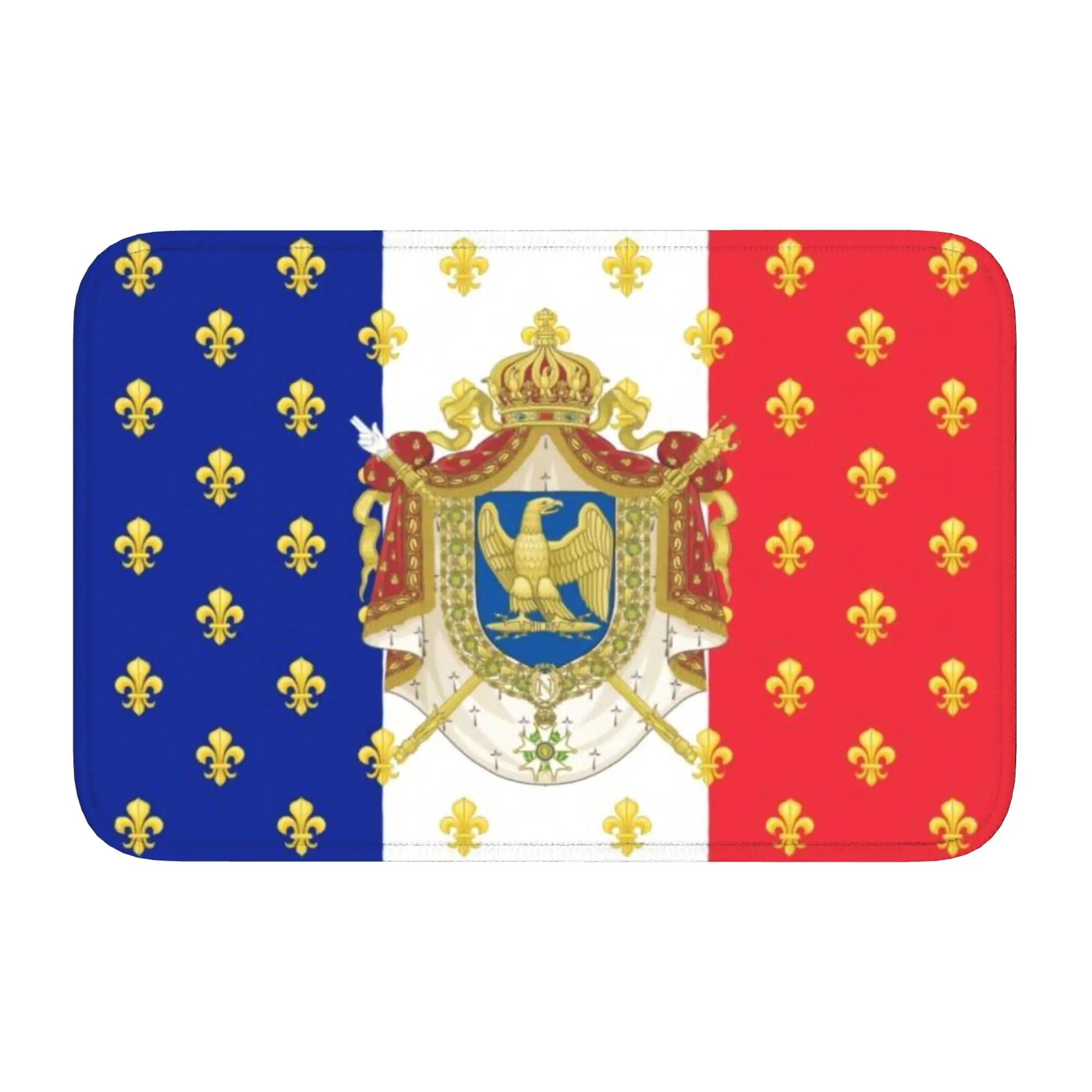 Royal Standard Napoleon France Flag Front Door Mat Anti-Slip Indoor Absorbent Coat Of Arms Doormat Kitchen Bedroom Entrance Rug