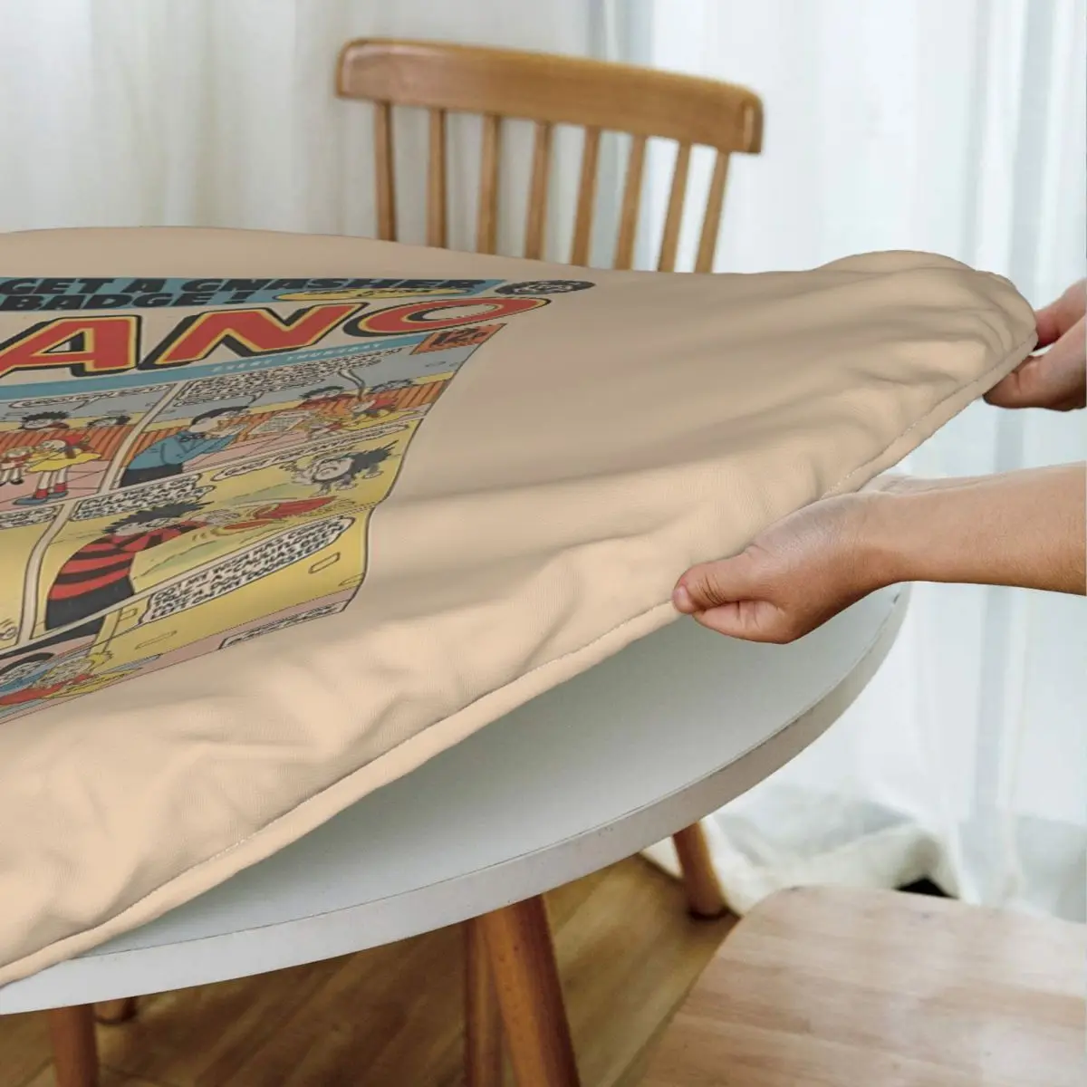 1984 Beano Classic Dennis The Menace And Gnasher Waterproof Round Tablecloth Table Cloth for Kitchen Events Dining Table Cover