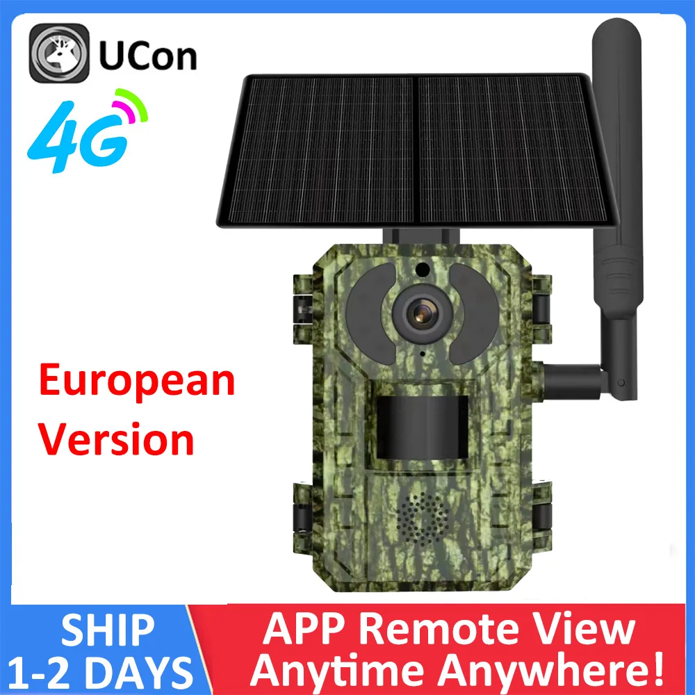 European Band 4G 2K 4MP PIR Motion Activated 0.2s Trigger Time Night Vision IP66 Hunting Trail Wildlife Battery Solar Camera