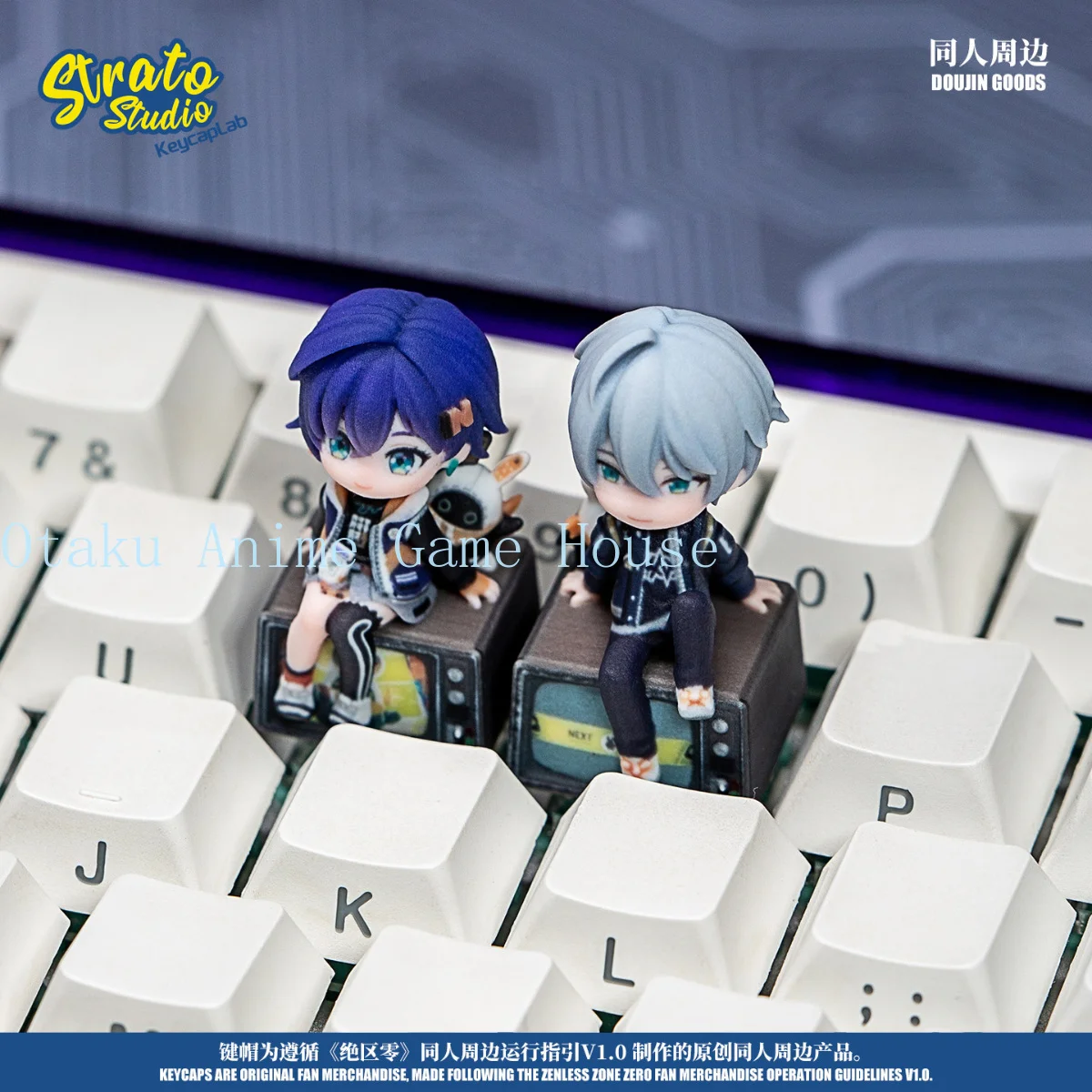 Zenless Zone Zero Belle Wise Kawaii 3D Keycap Anime Keyboard Decoration Display Figure Desktop Ornament Birthday Gift Xmas view 2