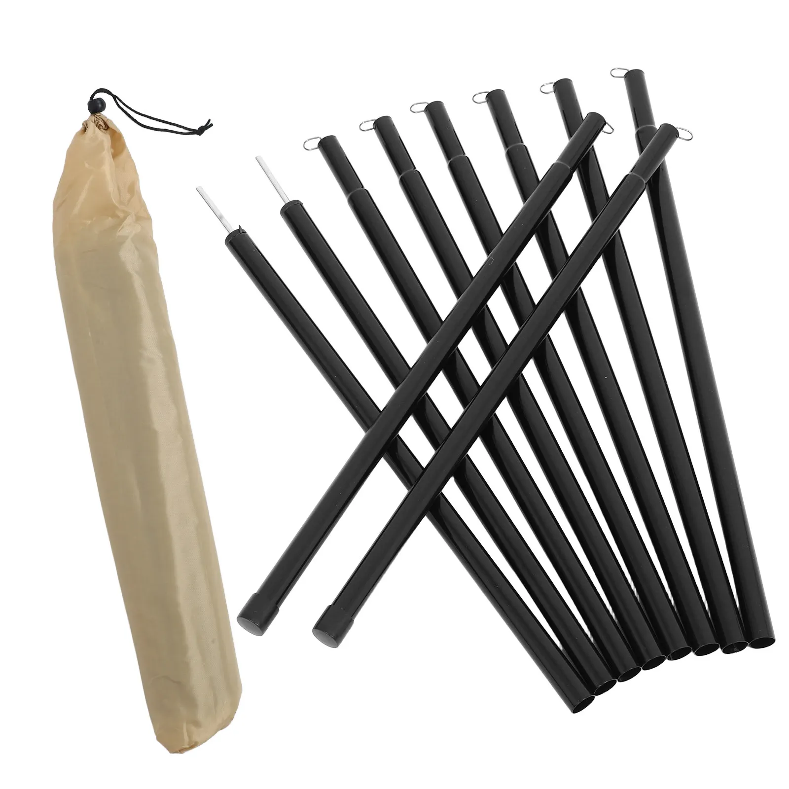1Set 2M Telescopic Tent Support Poles Iron Steel Awning Poles for Camping Beach Canopy Outdoor Windproof Stability Enhanced