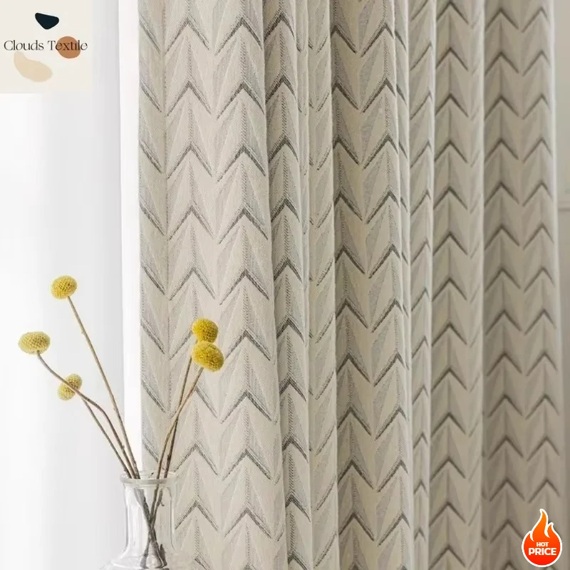 Light Luxury High-end Villa High-precision Jacquard Curtains for Living Dining Room Bedroom French Cream Shading European