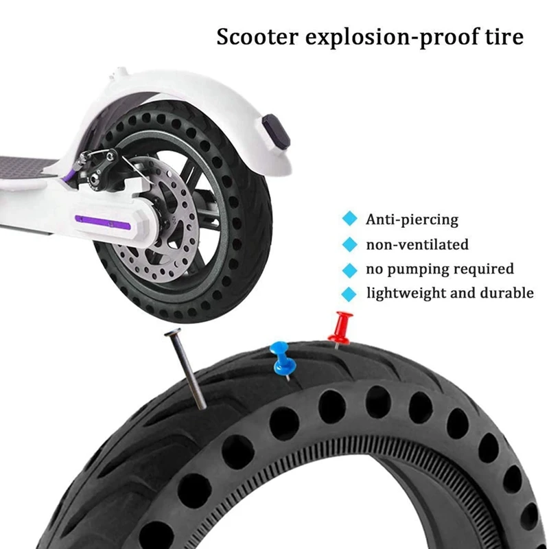 Solid Tire For Xiaomi M365 Electric Scooter Tyre, 8.5 Inches Shock Absorber Non-Pneumatic Rubber Tyre Wheel With Crowbar