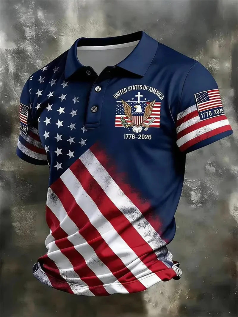 America 250th Anniversary Polo Shirt USA Flag 1776–2026 Patriotic Golf Polo American Independence Day Apparel Fourth Of July Top