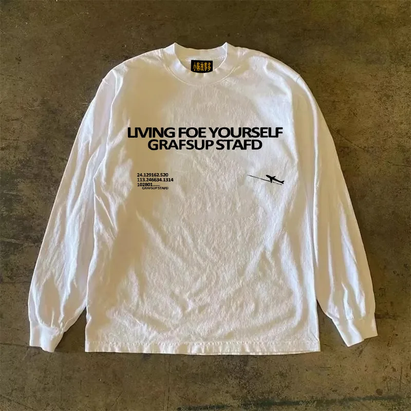 Heavyweight Pure Cotton Long Sleeve T-Shirt Streetwear Unisex Vintage Style Breathable round Neck Pullover for Men And Women