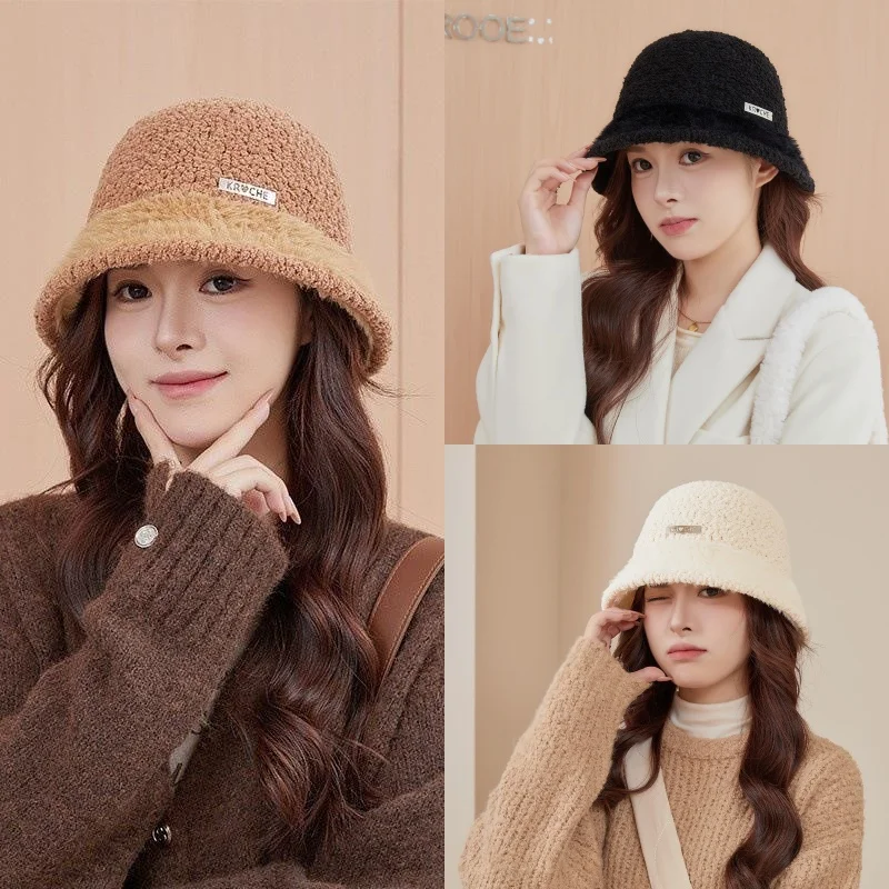 

New small fragrant wind sense of fashion warm fisherman hat women's autumn and winter trend cute label cold basin hat