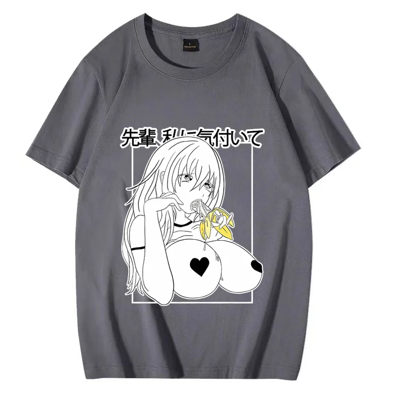 Summer 100% Cotton New Men Women \' s Anime T Shirt  Ahegao cosplay Manga streetwear Unisex Tee Oversized short sleeve clothes