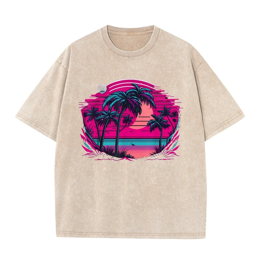 90s Vaporwave Aesthetic Palm Trees Retro 80s Art T-Shirt 남성티셔츠 Aliexpress France Brother T Shirt Gift Men Humor Casual Tee