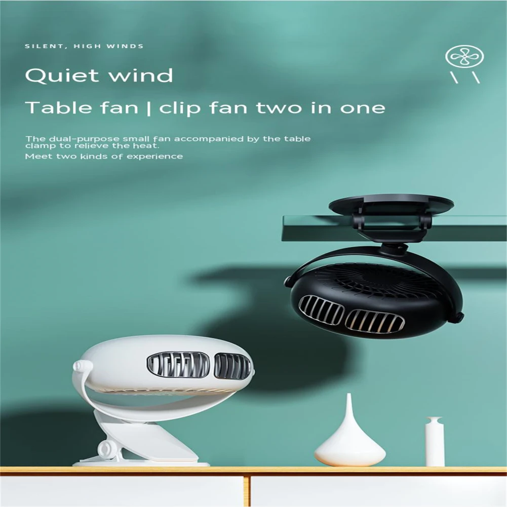 1  abs  5v/1a Portable Clip Fan 720 Degree 3 Levels Adjustable Speed Low Noise Leafless Design Air Cooling Fan Wholesale