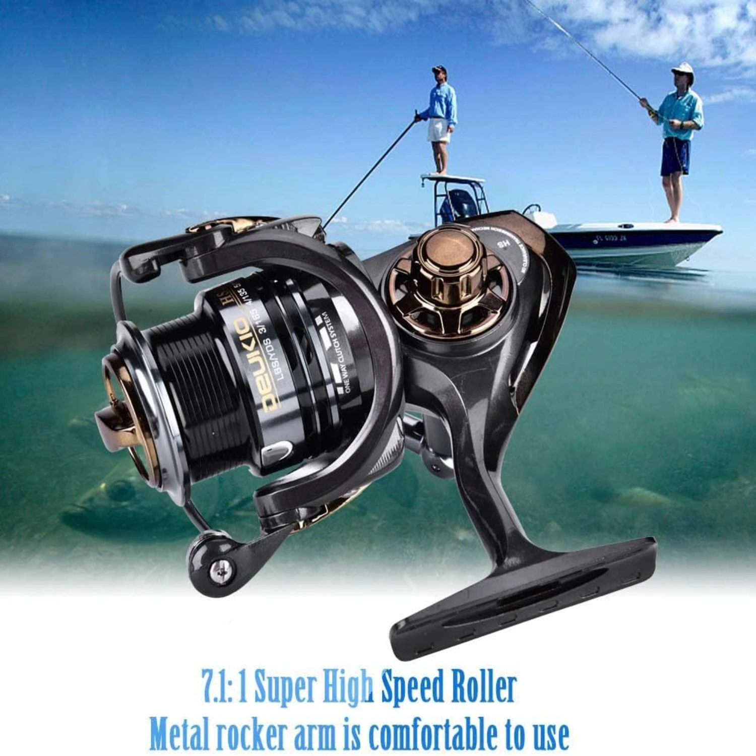 High Speed DEUKIO Baitcasting Fishing Reel with 7.1 1 Gear Ratio for Quick Casting - Lightweight 3D Super-Light Design Baitcaste