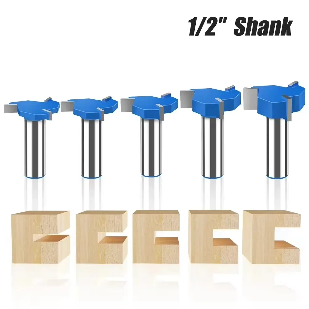 1 PC 12mm 1/2in Shank T-Slot Router Bit T Type Slotting Cutter with Bearing Z3 Rabbeting Milling Cutter Woodworking Tools