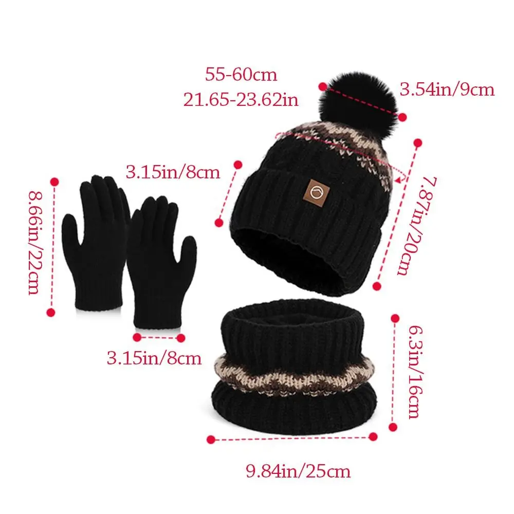 3 قطعة/المجموعة الأزياء الشتاء الدافئ قبعة وشاح قفازات لمس الرقبة حماية محبوك قبعة يندبروف وشاح قفازات مجموعة الرجال النساء