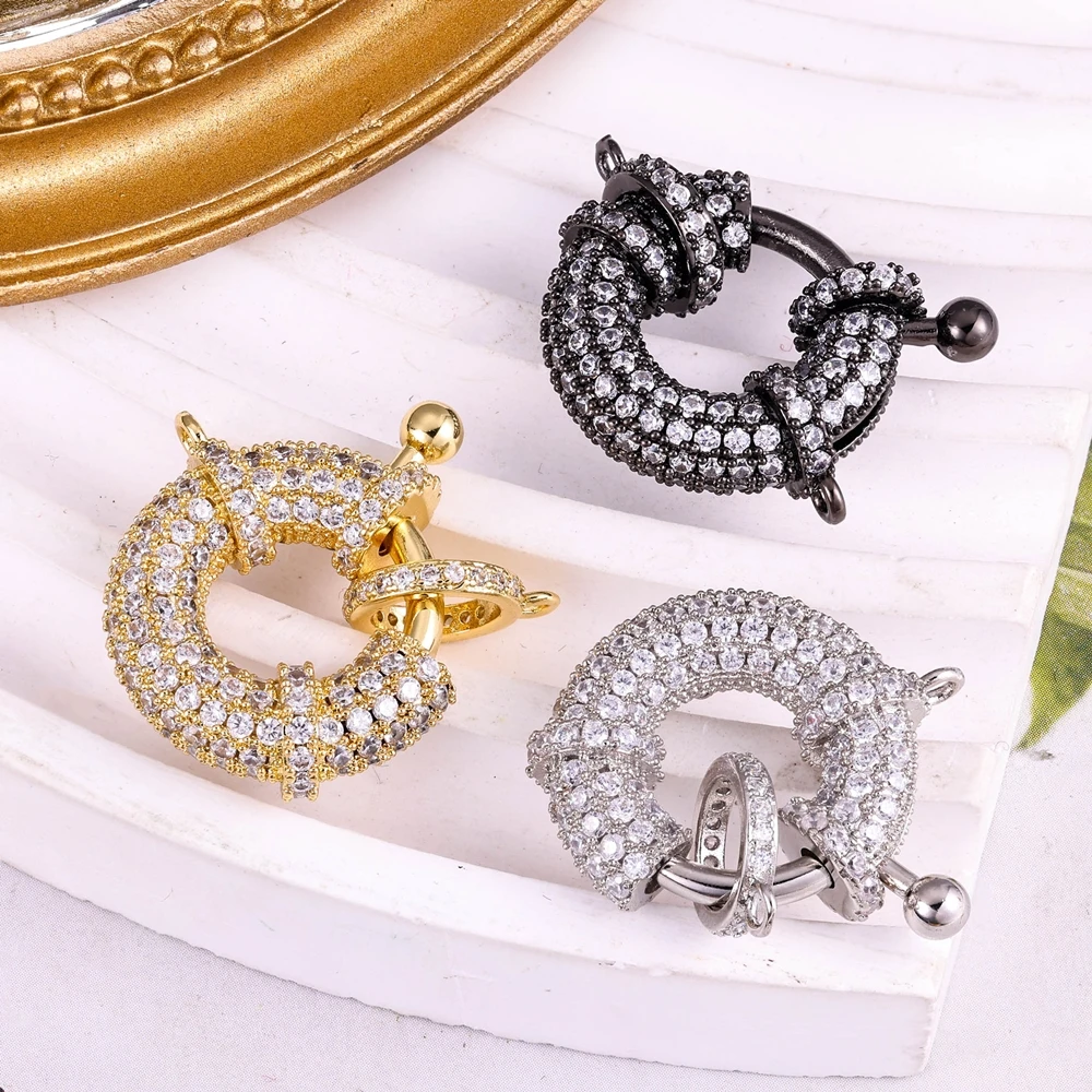 

Juya 18K Gold Plated Decoration Fastener Carabiner Spiral Lock Clasps Accessories For DIY Luxury Mesh Chains Jewelry Making
