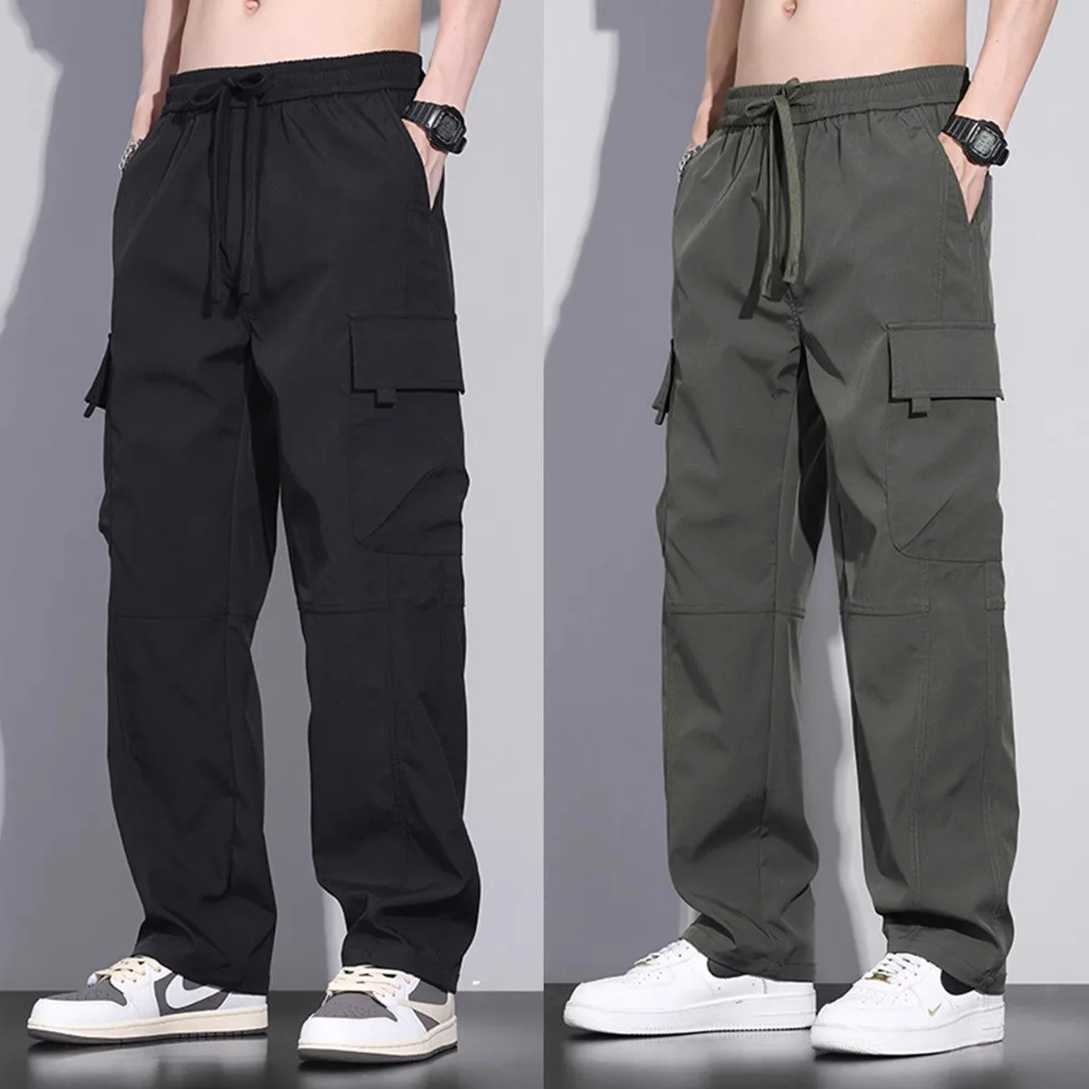 

American Sle Men's Work Pants Large Size Spring Autumn Loose Straight Leg Casual Trousers Wear Resistant Men's Long Pants