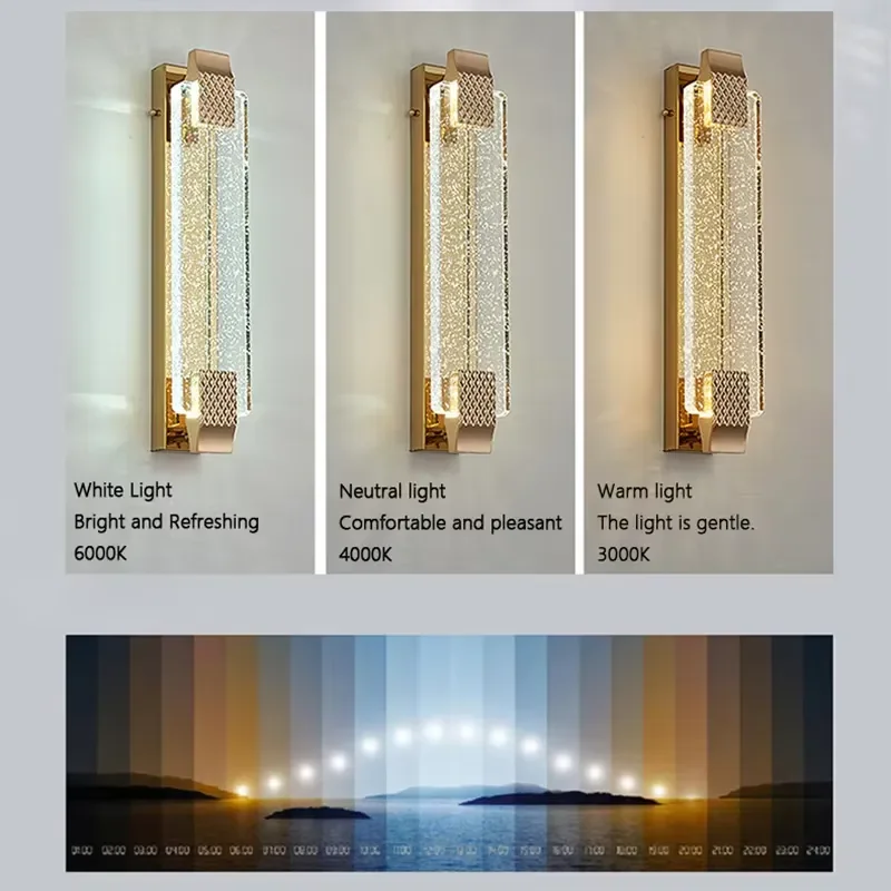 Modern Crystal Wall Lamp LED Luxury Sconce for Bedroom Bedside Living Room Hotel Lobby Decoration Simple Iron Strip Light