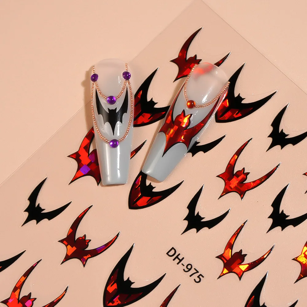 1/5 قطعة الخفافيش مسمار ملصقات ثلاثية الأبعاد شقة القوطية نمط مسمار الفن أعواد تزيين النساء DIY بها بنفسك ذاتية اللصق مانيكير الديكور الشارات