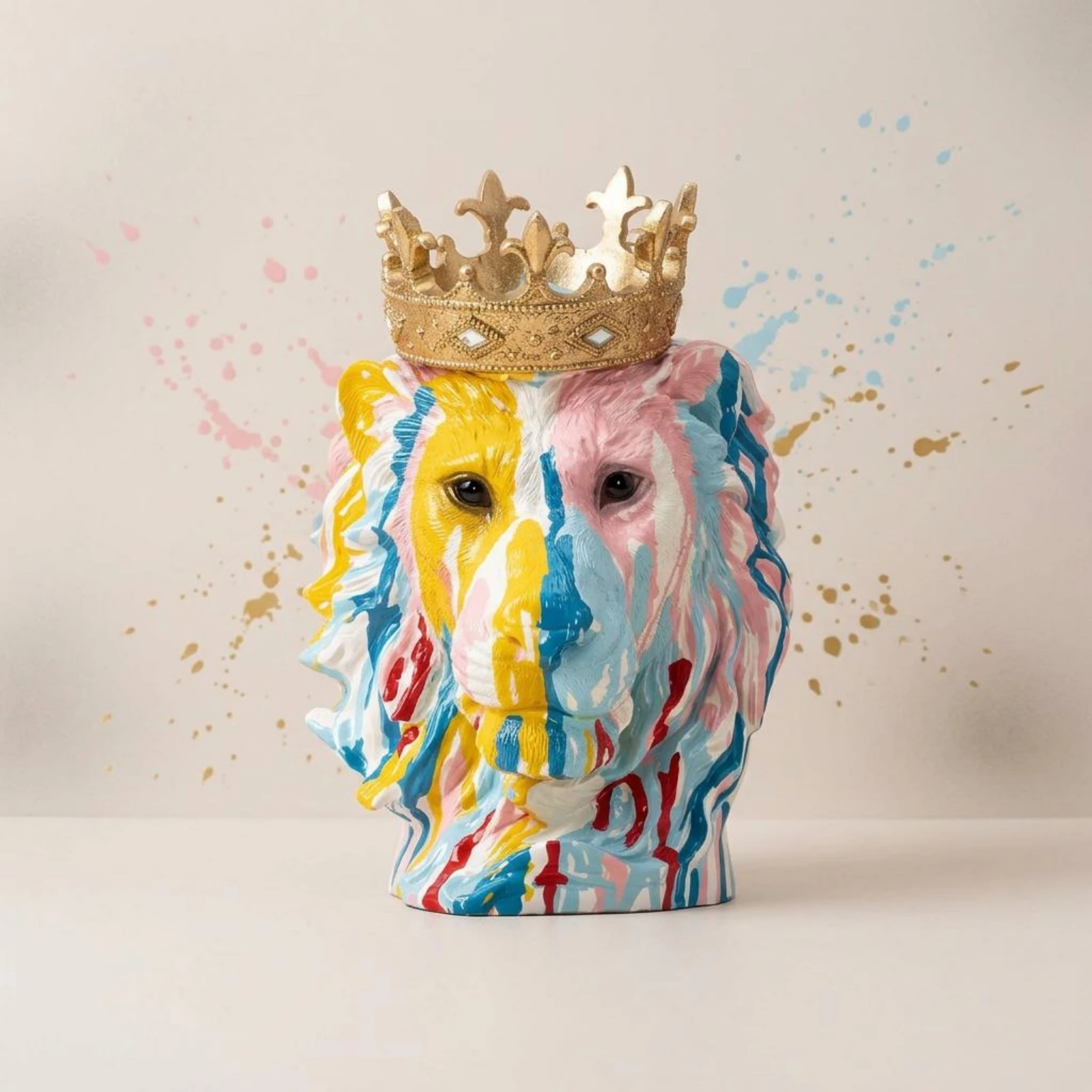 Creature-Head Bust Resin Tabletop Bust Display Statue Multicolor Home Decoration Splash-Style