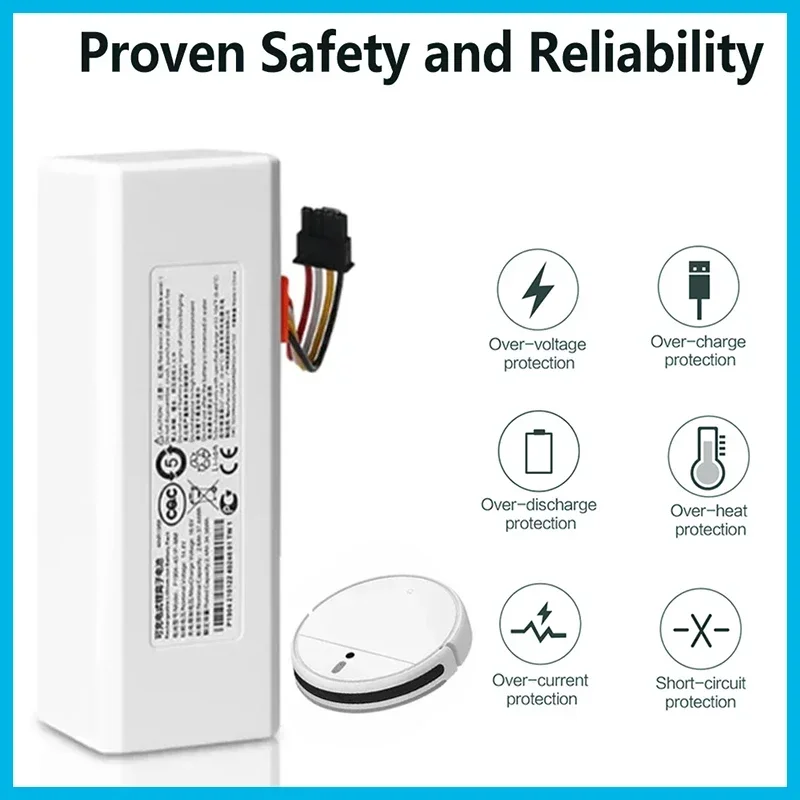 100% original 14.4V 12800mah P1904-4S1P-MM Battery For Xiaomi Mijia 1C STYTJ01ZHM Robot Vacuum Mop Cleaner Accessories Parts