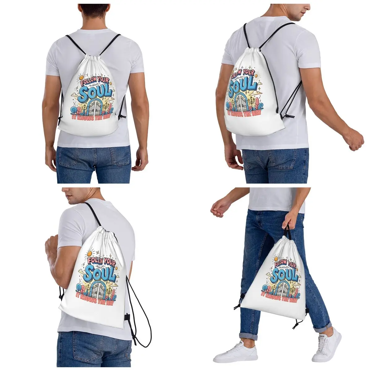 Follow Your Soul It Knows The Way Backpacks Fashion Drawstring Bundle Pocket Sports Bag Book Bags for Man Woman School