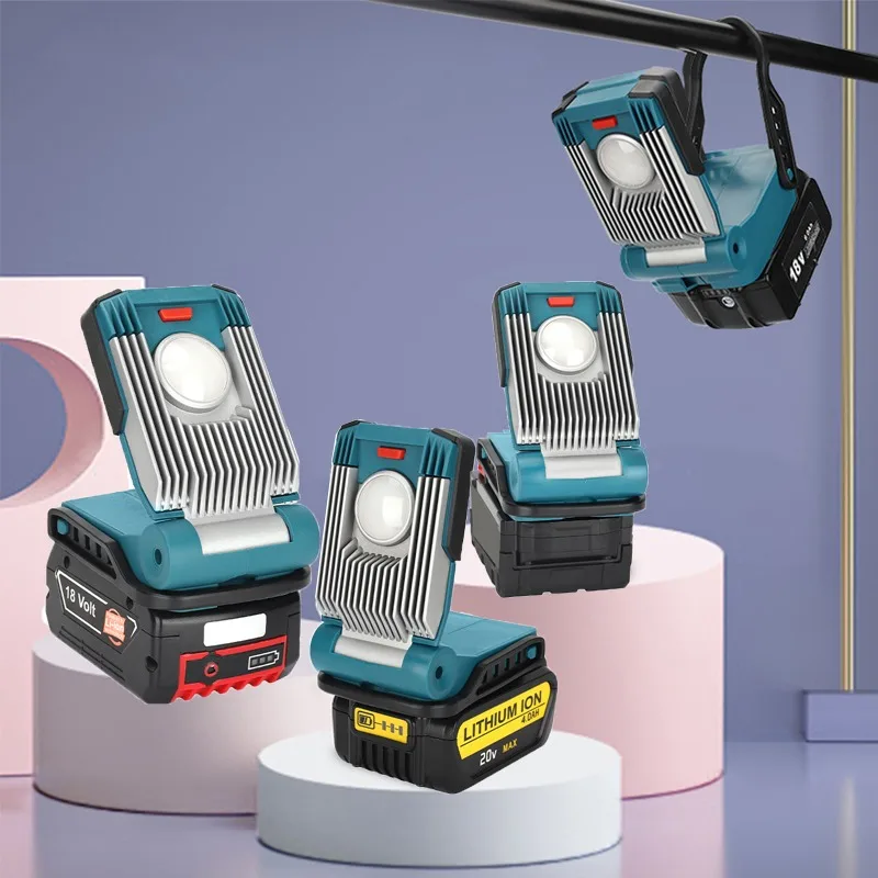 Zewnętrzna przenośna lampa robocza LED dla DeWalt dla Makita dla Milwaukee dla Bosch 18V 20V bateria wysokiej jakości Led Light