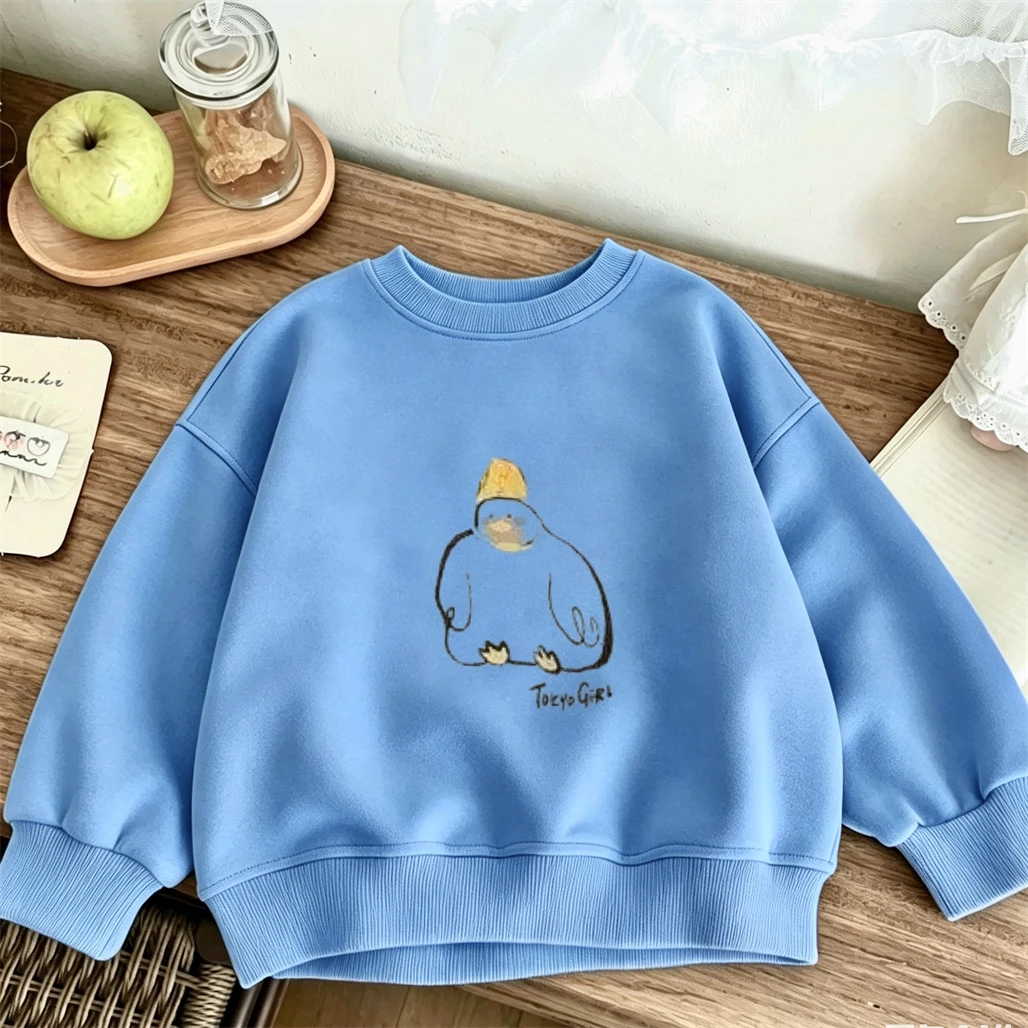 Blue Yellow Beige Sweatshirts Printing Long Sleeve For Boys And Girls Cartoon Fashion Hoodies Kids Cute Spring Autumn Wear