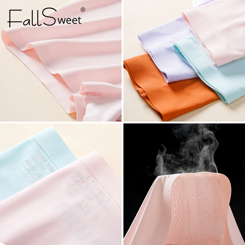 FallSweet 5PCS Women’s Seamless Boyshort Panties Comfortable Breathable Silk Satin Underwear for Woman Boxer Sports & Daily Wear - Image 3