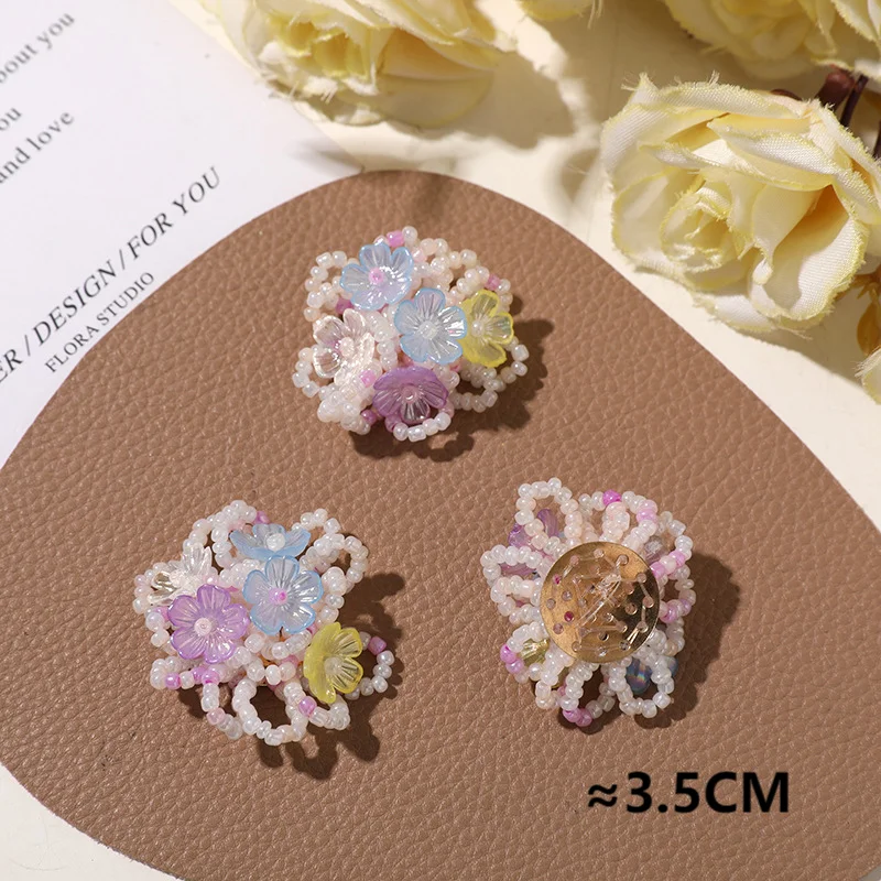 Handmade Glass Beads Cluster Flower Sewing Button 5pcs Wholesale DIY Hole Shoes Embellishment Decoration Accessory Finding