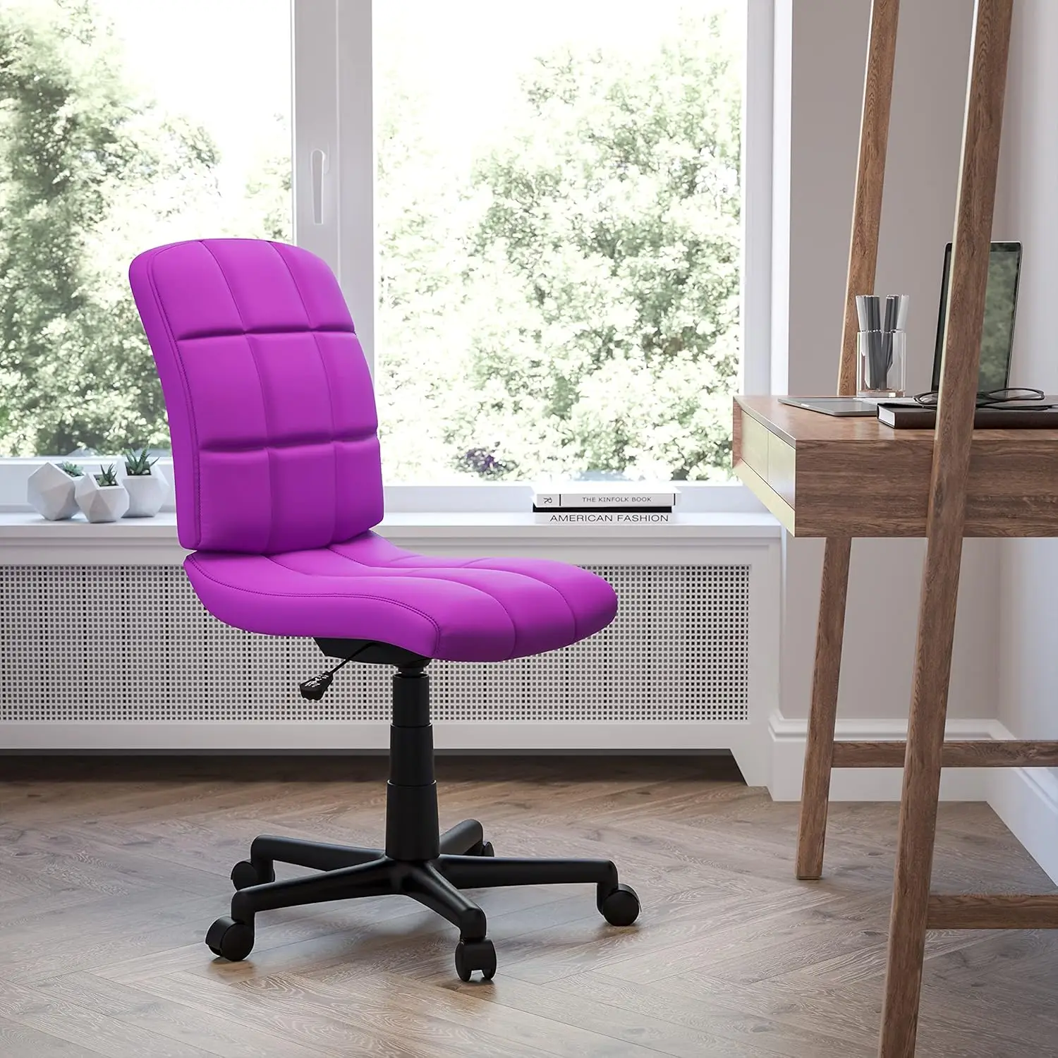 

Mid-Back Purple Quilted Vinyl Swivel Task Office Chair, Customized