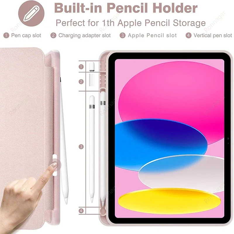 Pencil Slot Funda Case iPad 10th Generation Case iPad Air11 iPad Pro11 M4 2024 iPad Air4 5 10.9 7 8 9th 10.2 Funda Cover 10th Ge