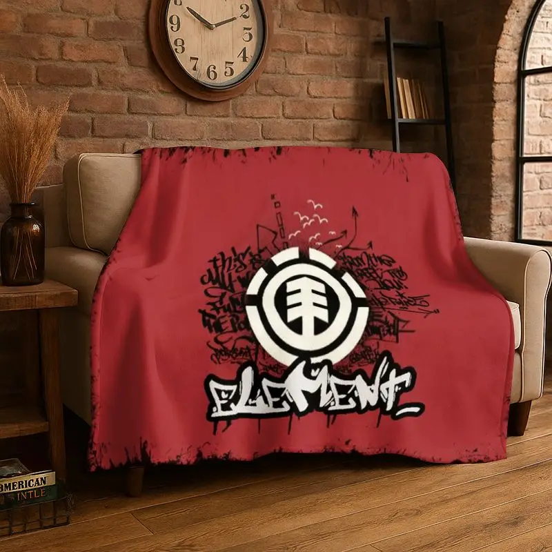 Classic Boardsport Logo E-Element Skateboards Flannel Blanket,Ultra Soft Warm Plush Throw for Home Bedroom Bed Sofa Cover Picnic