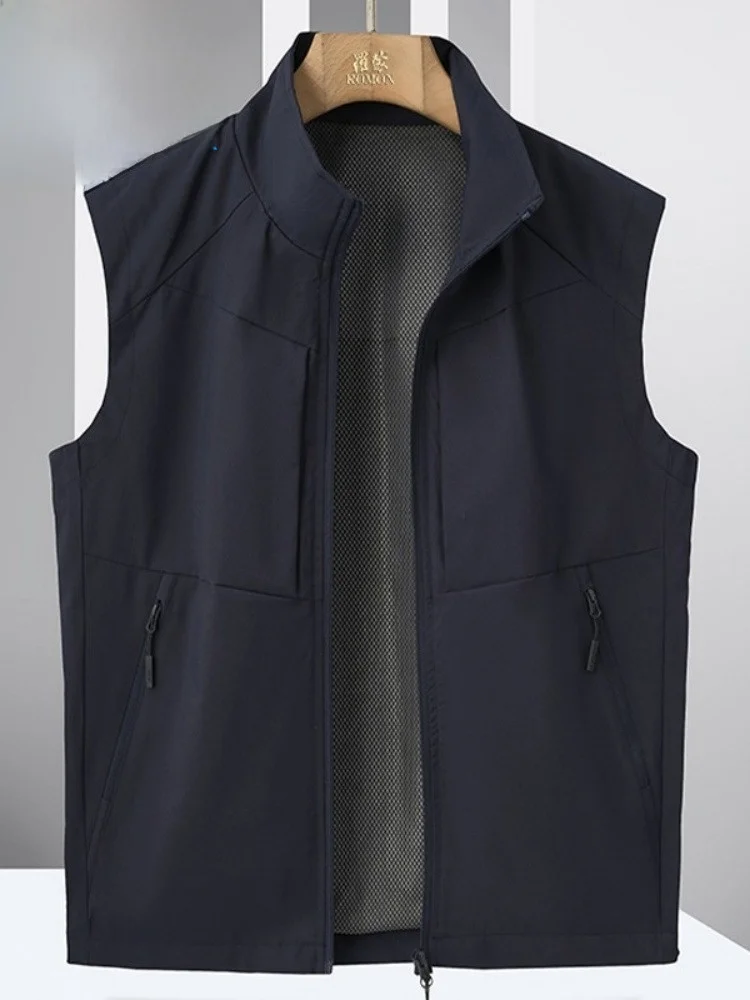 

Paul 2026 Men's Casual Svel Stand Collar Vest Outerwear Polyester Fiber Zipper ket Large Size Faion Urban Sle