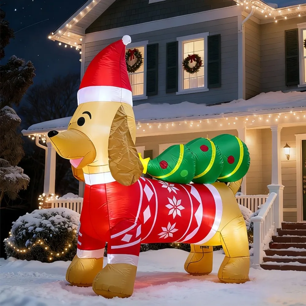 Cartoon Sausage Dog Inflatable Model Outdoor Courtyard Venue Layout Ornament Christmas 7Feet/2.1m Atmosphere Decoration Supplies