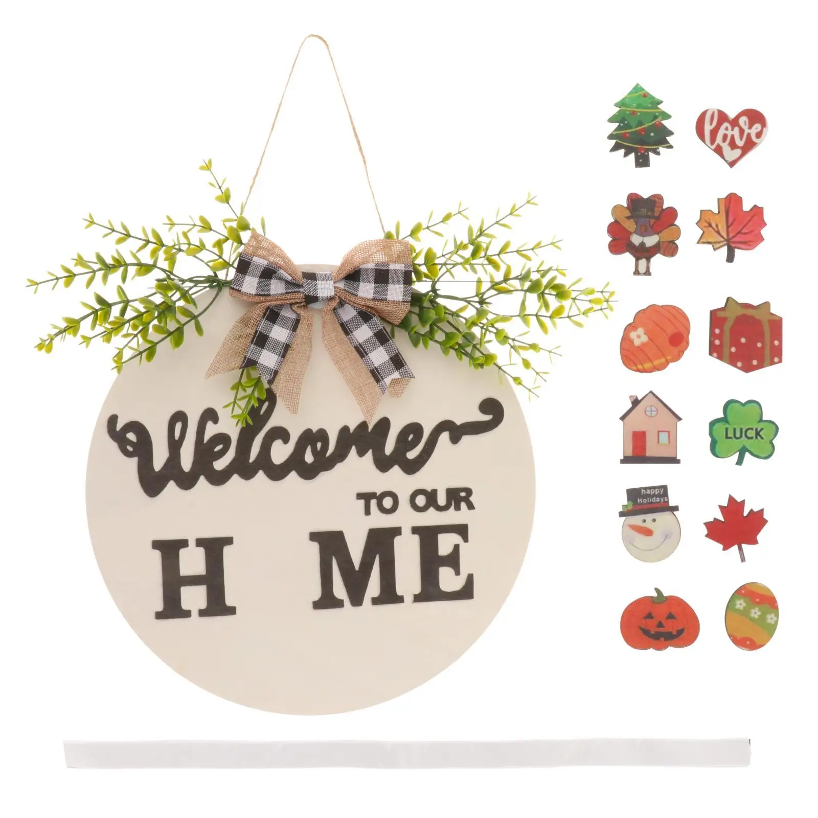 Interchangeable Seasonal Welcome Sign 30cm Home Decor Front Door Decoration for Christmas Holiday Entryway Halloween Farmhouse