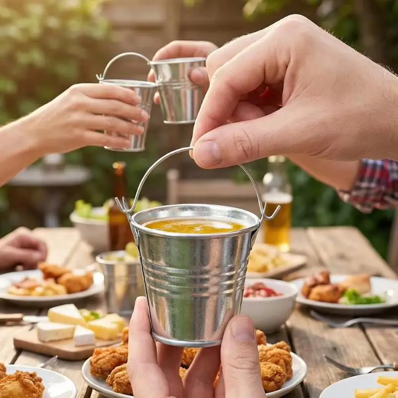 ~Creative With Handle Bucket Reusable Portable Mini Bucket Cup Tiny Pail Cup For Home Use