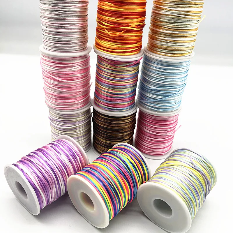 Cordón de seda satinada con nudo chino, cordón de nailon, hecho a mano, colorido, cambio Gradual, 10 yardas, 1,0mm, novedad