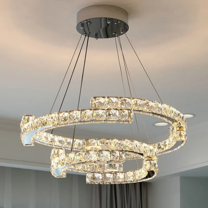 

Light Luxury Crystal Chandelier Living Room Lighting Simple and Modern Atmosphere Bedroom Lighting Dining Room Pendant Lamp Led