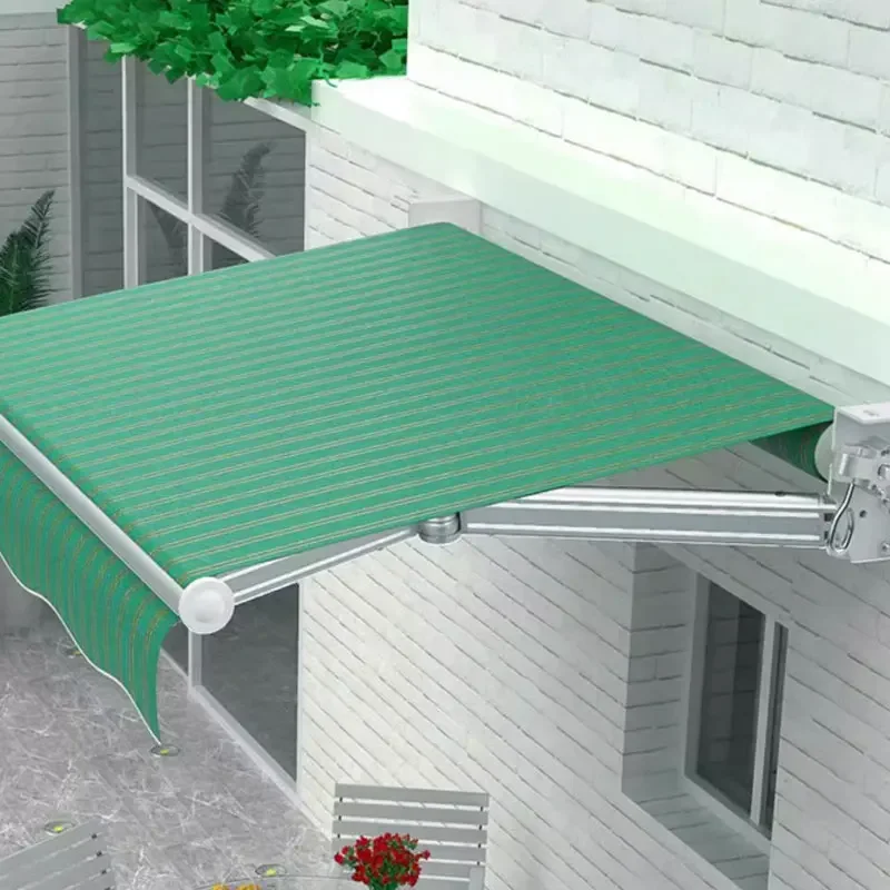 1.5m,2m,2.5m,3m,4m Outdoor Patio Manual Retractable Awning Window Terrace Balcony Garden Stripe Sunshade Shelter Canopy