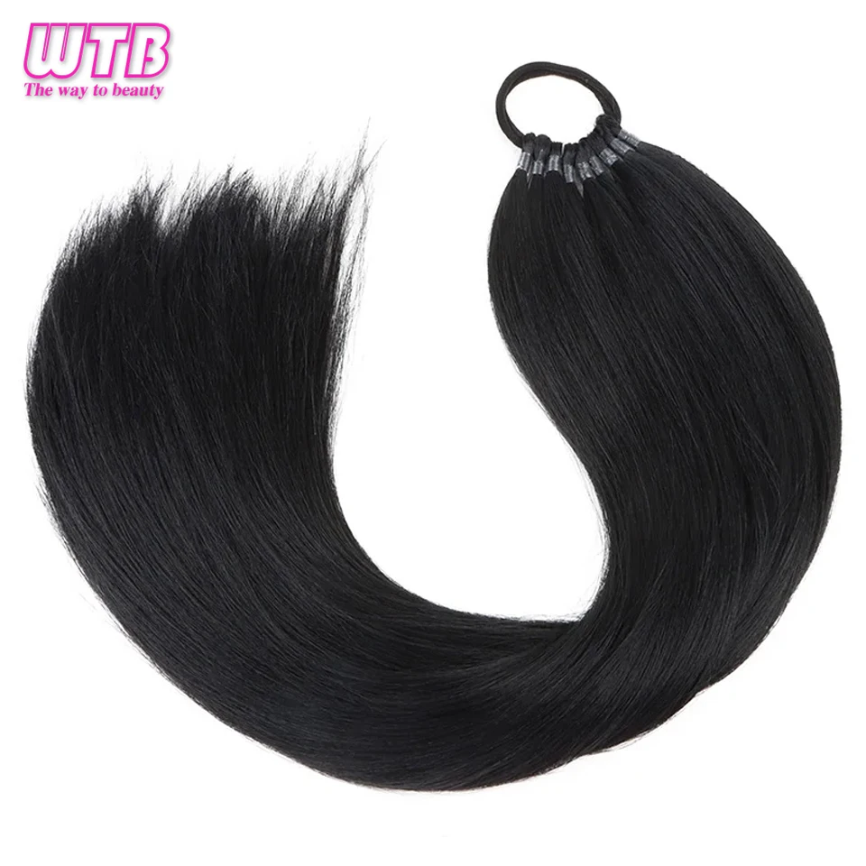 Imagen 4: Extensiones de cabello sintético con cola de caballo, extensiones de peluca larga y recta con banda elástica, cola de caballo trenzada DIY versátil para mujer