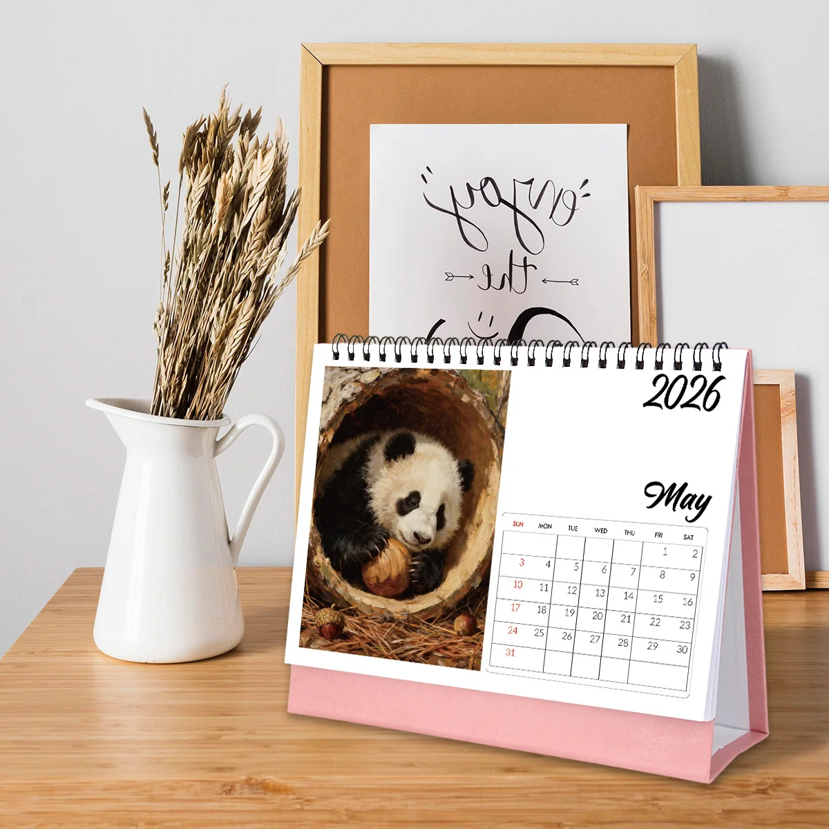 1 قطعة تقويم مكتبي لطيف على شكل باندا للاستخدام المكتبي والمنزلي مناسب لعشاق الباندا مثالي 2026 هدية السنة الجديدة #5