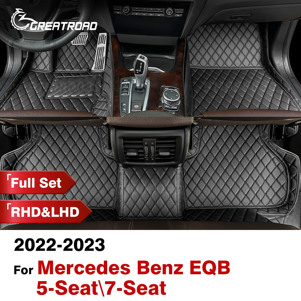 Car Floor Mats For Mercedes Benz EQB 7/5 Seats 2022 2023 Custom Auto Foot Pads Automobile Carpet Cover Interior Accessories