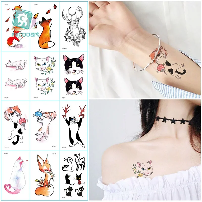 Panda Rabbit Little Animal Waterproof Temporary Tattoo Sticker Cute Cat Flamingo Flash Tattoos Body Art Fake Arm tatoo Women