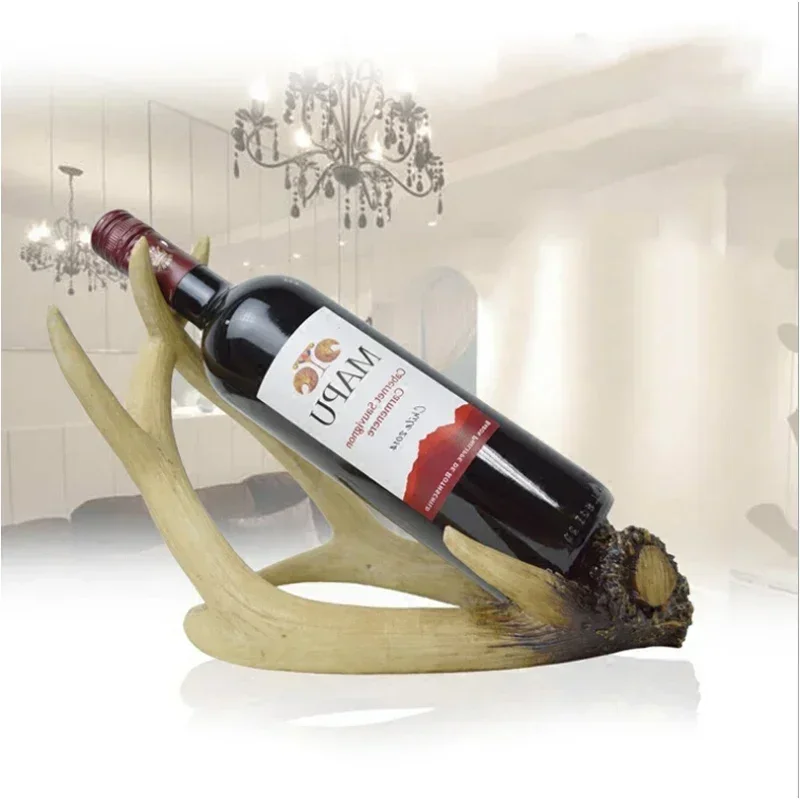 

European Creative Antler Resin Wine Rack Ornaments Home Wine Cabinet Wine Holder Furnishing Crafts Livingroom Bottle Stand Decor